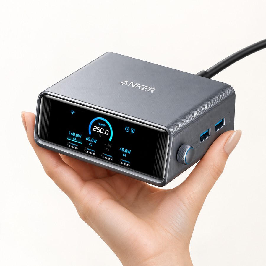 Carregador Anker Prime 250W de 6 portas com display