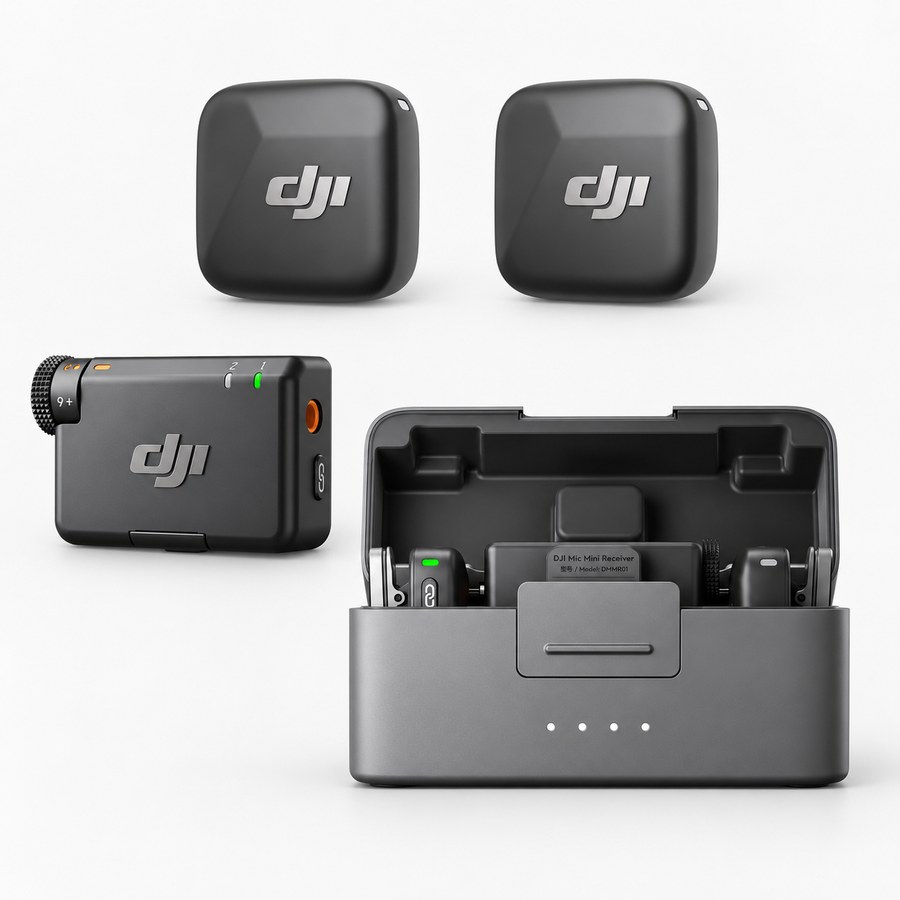 Kit DJI Mic Mini com dois transmissores, receptor e estojo de carga